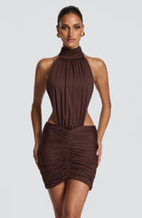 Thekla Mini Dress - Plum Brown