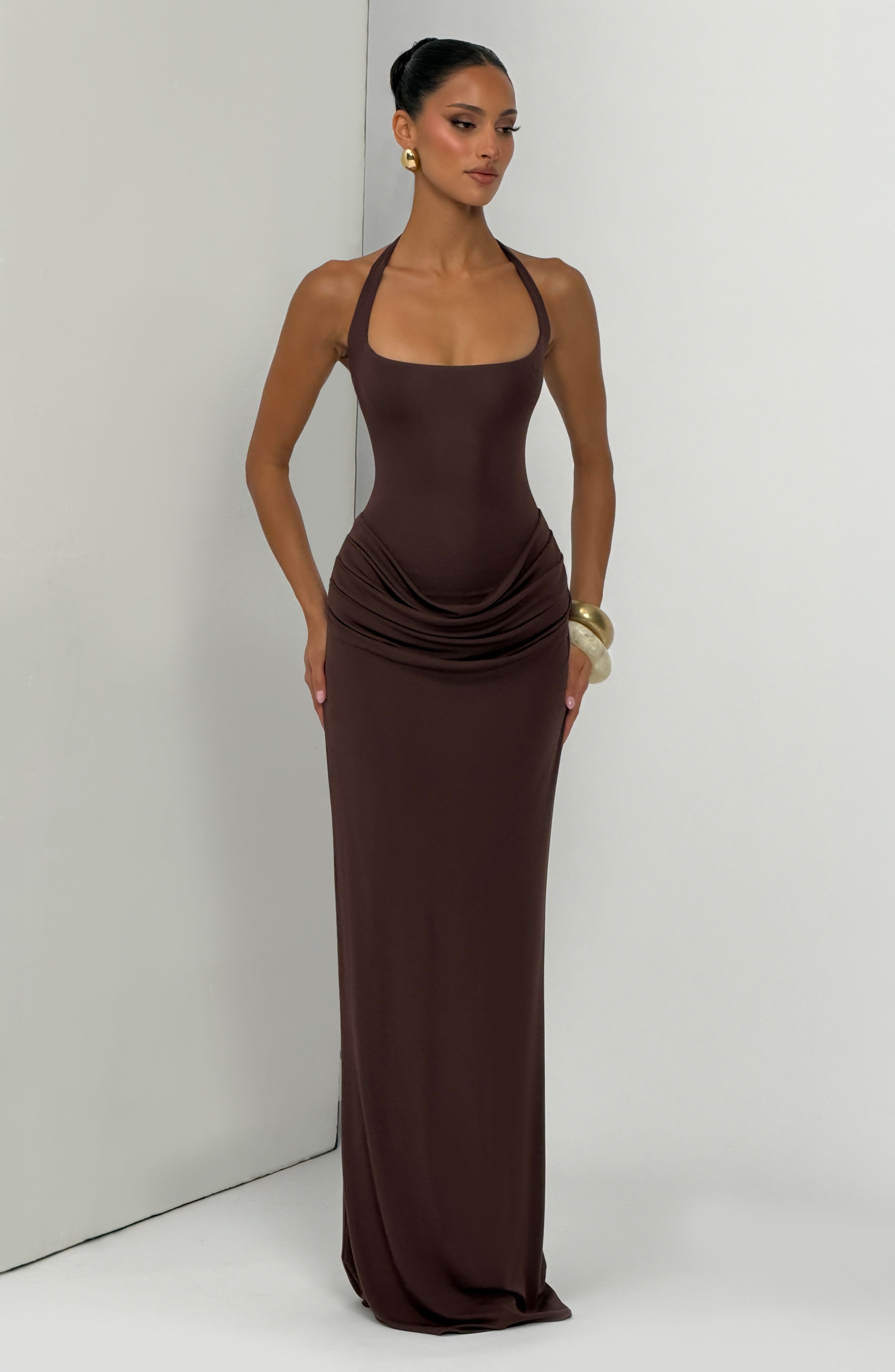 Sharona Maxi Dress - Plum Brown